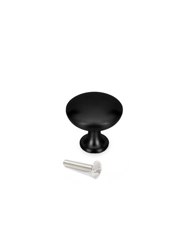 Emuca Lote de 10 pomos para mueble Cancún, diámetro 28.5mm, Zamak, Pintado negro