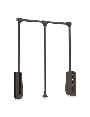 Emuca Lift pull down wardrobe rail, 450-600 mm adjustable, 12 kg maximum load, Steel, Mocha color