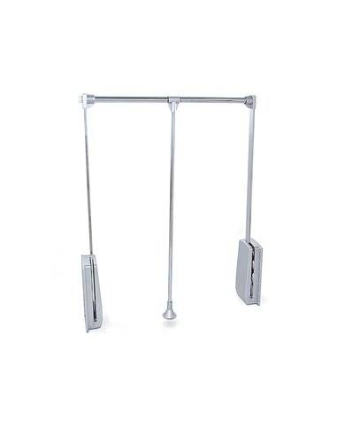 Emuca Lift pull down wardrobe rail, 600-830 mm adjustable, 12 kg maximum load, Steel, Chrome