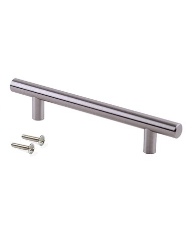 Emuca Furniture handle, D. 12 mm, 320 mm interaxis, Steel, Satin nickel