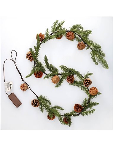 LED garland of pine branches and pine cones 1.4M warm light