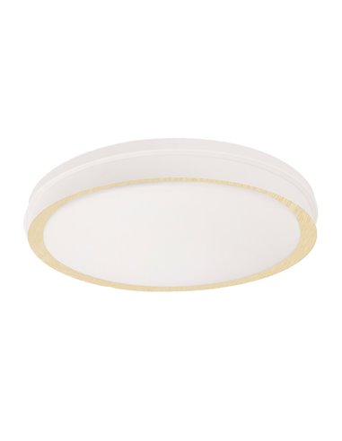 Plafón Anuar Blanco/Haya LED 60W 3000-4200-6500K 5400lm (Ø50x50x7,5cm) con Mando y Memoria