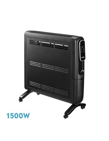 Emisor Térmico de Aluminio Alpino Negro 1500W 2 Potencias Display Mando Antivuelco (61,8x51x25,5cm)