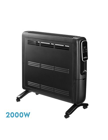 Emisor Térmico de Aluminio Alpino Negro 2000W 2 Potencias Display Mando Antivuelco (61,8x59,5x25,5cm)