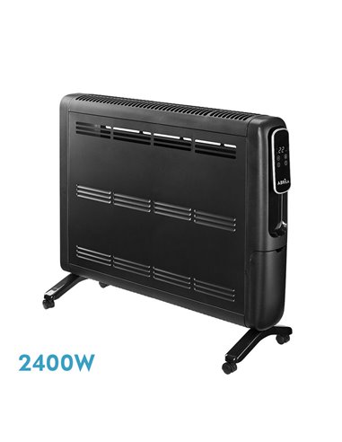 Emisor Térmico de Aluminio Alpino Negro 2400W 2 Potencias Display Mando Antivuelco (61,8x67,5x25,5cm)