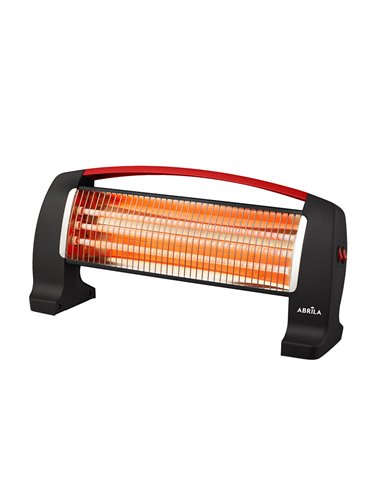 Estufa Eléctrica de Cuarzo Edipo Negro/Rojo 1200W 3 Potencias Antivuelco (24x50x13cm)