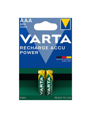 Blíster 2 pilas AAA 800mAh recargable Accu Power VARTA