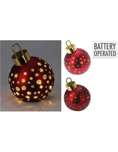 Bola de Navidad con LED Blanco cálido Ø15cm BASICS – Rojo mate