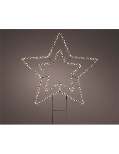 Adorno LED estrella doble con estaca 58x55cm LUMINEO