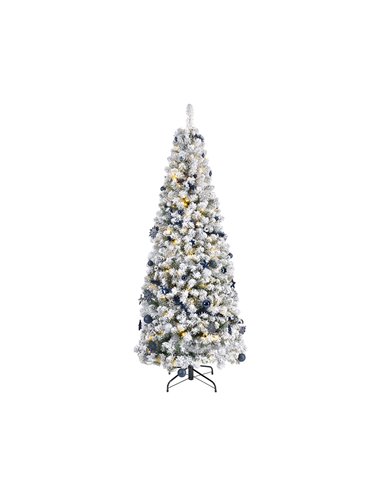 Árbol de Navidad nevado plegable Ø64x150cm con microLED parpadeantes y adornos EVERLANDS