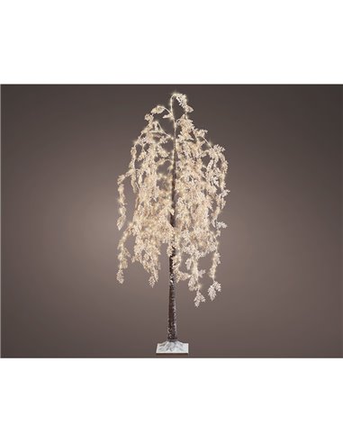 Árbol microLED Sauce de flores blancas 600 LEDs Ø80x210cm Blanco cálido LUMINEO