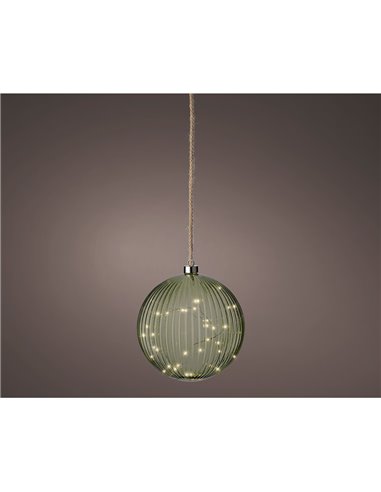 Bola colgante de cristal micro LED Ø20cm BASICS – Verde