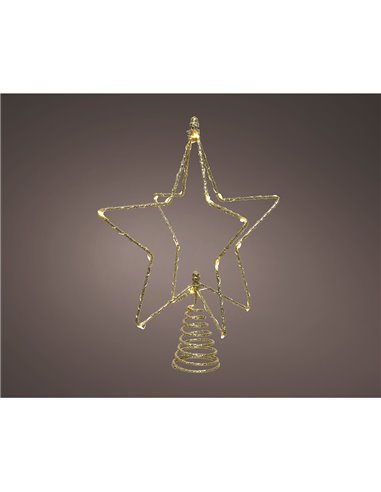 Estrella árbol navidad alambre microLED 20x5x25cm LUMINEO – Dorado