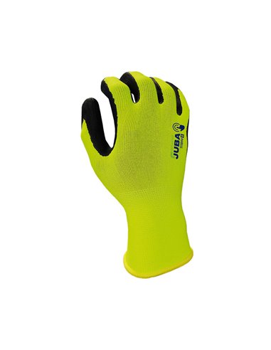 Guante Eco-Nit FOAM Dorso de alta visibilidad Talla 6 JUBA – Negro/Fluor amarillo