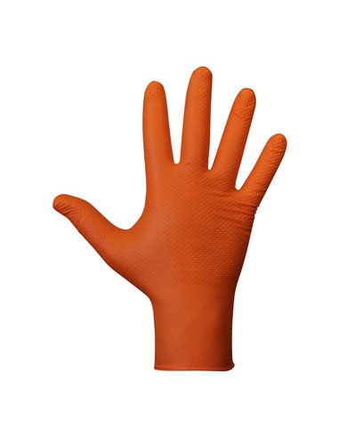 Guante Agility Grip nitrilo sin polvo Talla 7 JUBA – Naranja