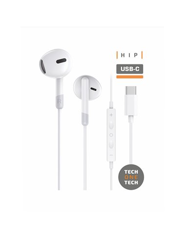 Auriculares Hip con usb-c. TECH ONE TECH – Blanco