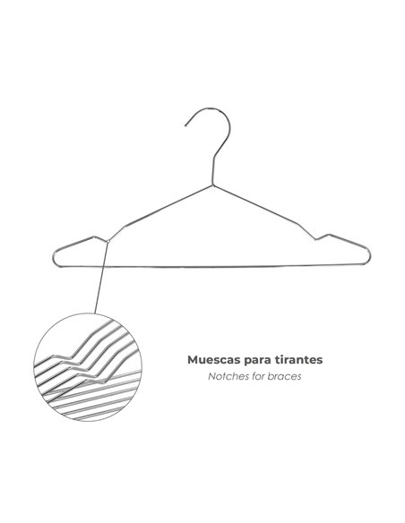 Percha Fina Acero Inoxidable 420 mm. (Pack 10p)