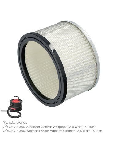 Filtro Para Aspirador De Cenizas Aspirador Cenizas Wolfpack 1200 Watt. 15 Litros (Codigo 07010550)