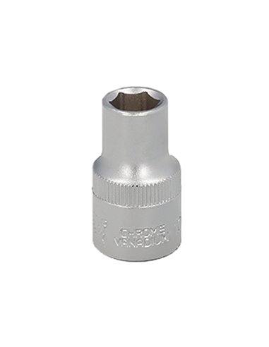 Llave Vaso 1/2" Hexagonal 11 mm. Perfil de 6 caras. Acero Cromo Vanadio, Aristas Redondas