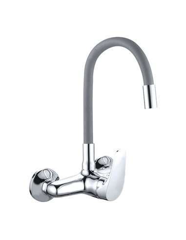 JAVA wall mounted sink mixer with flexible grey rubber