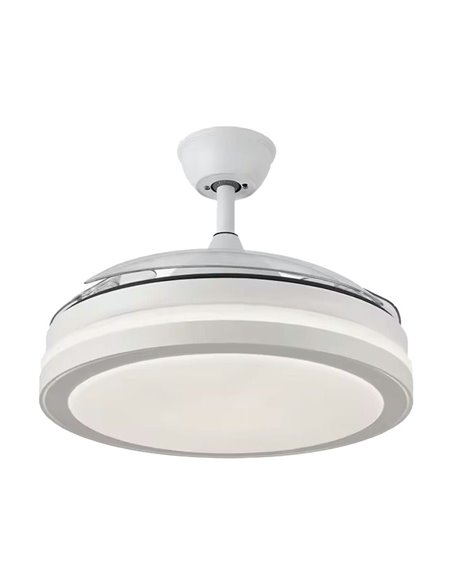 Weißer Deckenventilator KÜKEN mit einziehbaren Flügeln