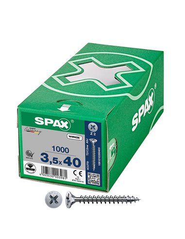 Caja de tornillo universal “Wirox” de cabeza plana Ø3,5x40mm (1000 unidades) SPAX