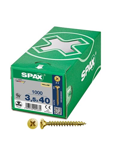 Caja de tornillo universal “Yellox” de cabeza plana Ø3,5x40mm (1000 unidades) SPAX