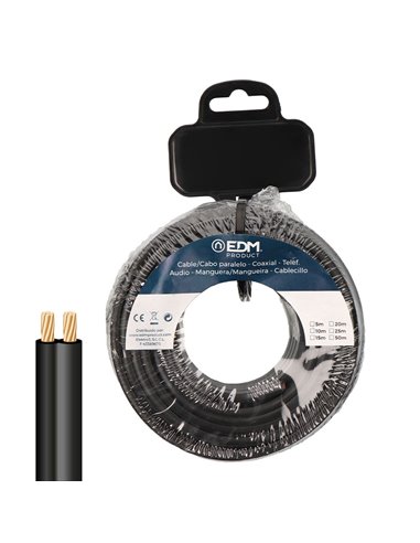 Carrete cable paralelo color negro 2x0,75mm² 5m (Audio y vídeo) EDM