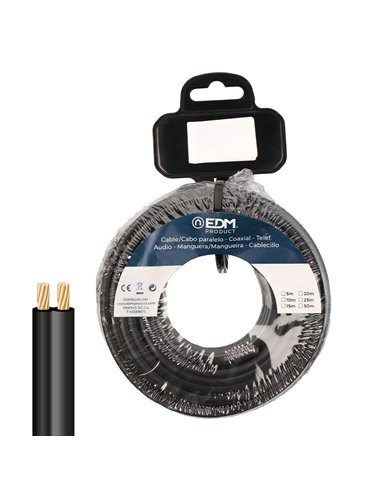 Carrete cable paralelo color negro 2x0,75mm² 10m (Audio y vídeo) EDM