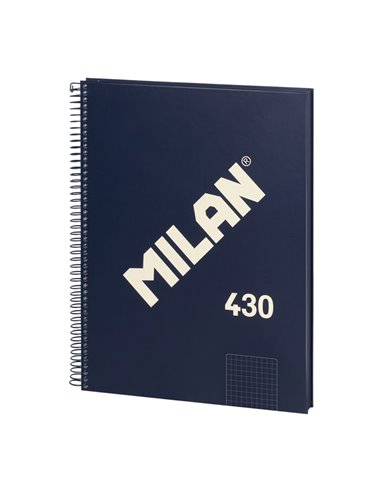 Cuaderno A4 cuadriculado (5x5mm) colección “430 since 1918” color azul marino con espiral MILÁN