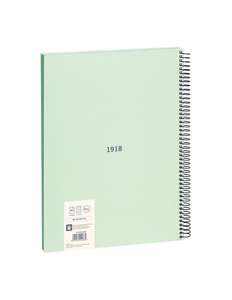 Cuaderno A4 cuadriculado (5x5mm) colección “430 since 1918” color verde con espiral MILÁN
