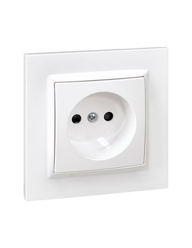 Enchufe bipolar blanco con marco “Serie 10” sin toma de tierra hecho en plástico 16A 230V IP20 8,4x4x8,4cm SIMON