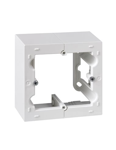 Caja de superficie blanca “Serie 10” para pulsador/conmutador/enchufe (2P+T tipo F) hecha en plástico IP20 8,4x4x8,4cm SIMON