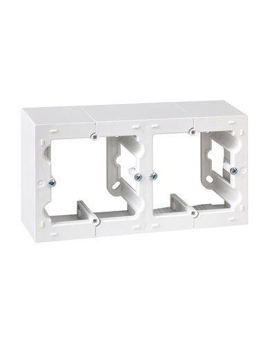 Caja doble de superficie blanca “Serie 10” para pulsador/conmutador/enchufe (2P+T tipo F) hecha en plástico IP20 15,5x4x8,4cm SI