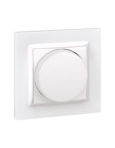 Interruptor LED regulable color blanco “Serie 10” con marco 250V IP20 8,5x8,5cm SIMON