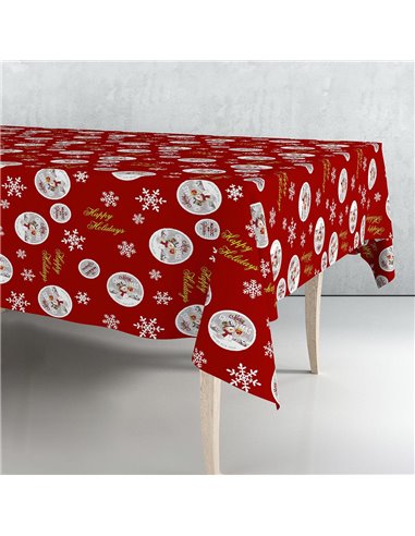 Rollo de mantel de hule rojo con motivos de Navidad 140cm 25m EXMA