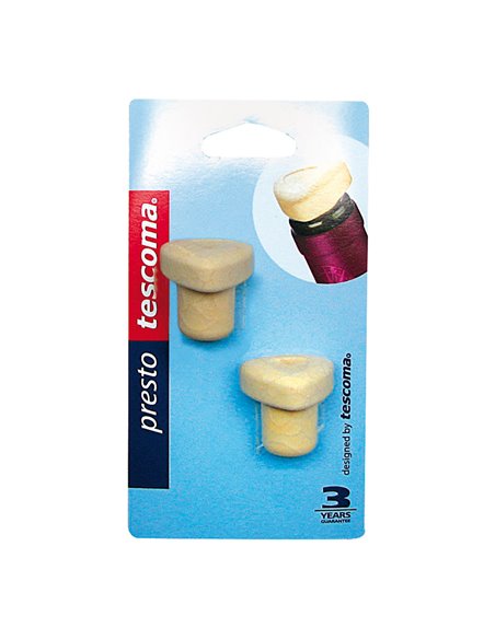 Tapones de vino “Presto” de uso repetido hechos en corcho sintético apto para lavavajillas (2 unidades) TESCOMA