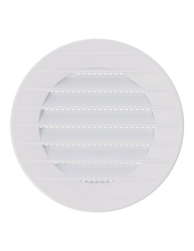 Rejilla de ventilación redonda empotrable con mosquitera fabricada en ABS de color blanco Ø7cm Ø10cm EDM