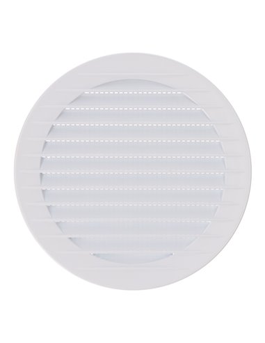 Rejilla de ventilación redonda empotrable con mosquitera fabricada en ABS de color blanco Ø12cm Ø14,7cm EDM