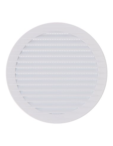 Rejilla de ventilación redonda empotrable con mosquitera fabricada en ABS de color blanco Ø15cm Ø17,7cm EDM