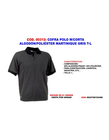 COFRA POLO M/CORTA ALGODON/POL. MARTINIQUE GRIS T-L