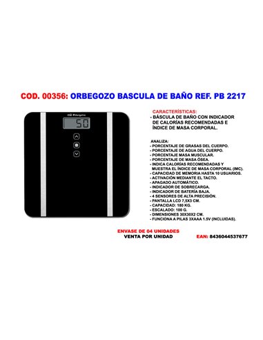 ORBEGOZO BASCULA DE BA�O REF. PB 2217