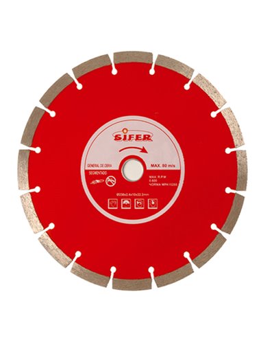 SIFER DISCO DIAMANTE 230 PASTILLA 10 MM SEGMENTADO ROJO1443410