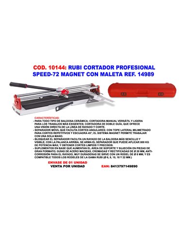 RUBI CORTADOR PROFESIONAL SPEED-72 MAGNET CON MALETA 14989