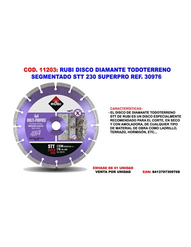 RUBI DISCO DIAMANTE TODOTERRENO SEGMEN. STT 230 SUPERPRO 30976