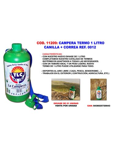 CAMPERA TERMO 1 LITRO + CANILLA + CORREA 0012