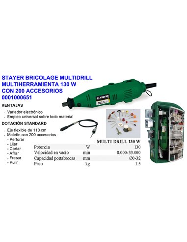 STAYER BRICOLAJE MULTIDRILL 130+200 ACCESORIOS130 W1651