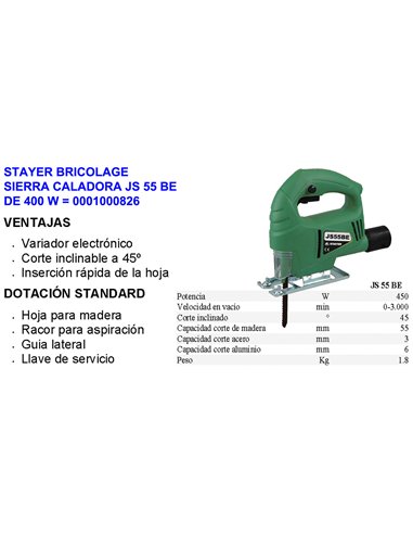 STAYER BRICOLAJE SIERRA CALADORA JS 55 BE (CE) 450W1826