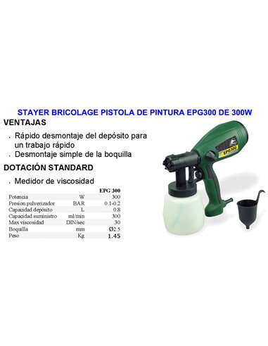 STAYER BRICOLAJE PISTOLA DE PINTURA EPG300 300W1738