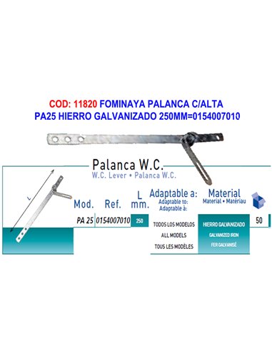 FOMINAYA PALANCA C/ALTA PA25 HIERRO GALVANIZADO 275MM0154007020